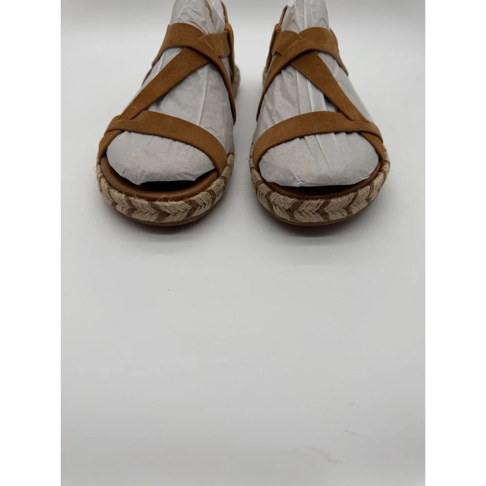 Zodiac Coast Chestnut Suede Espadrille Sandals Strappy Buckle Flat‎ 11M NEW